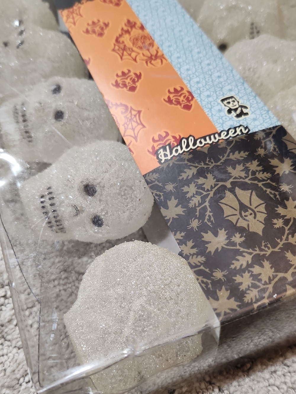 Vintage Halloween Sugar Coated White Skull String Lights - Picture 4 of 9